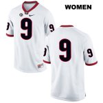 Women's Georgia Bulldogs NCAA #9 Ameer Speed Nike Stitched White Authentic No Name College Football Jersey WSU7254SK